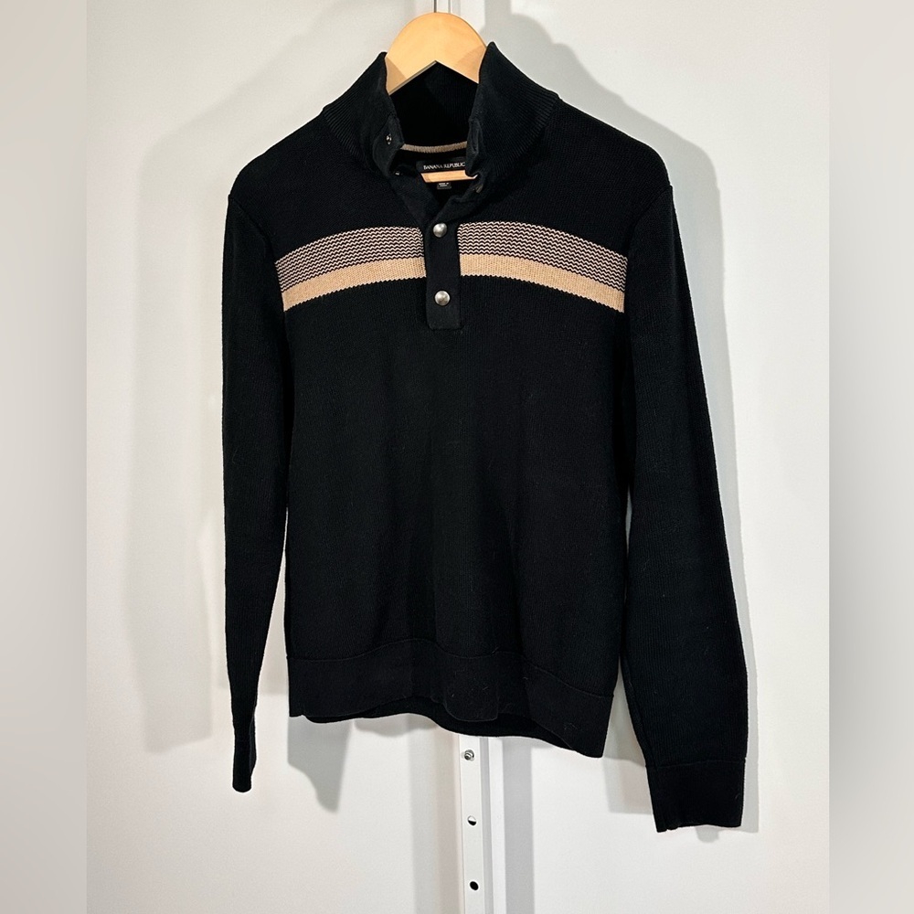 Y2K Banana Republic Knit Polo Sweater Stripe Minimal Preppy Classic